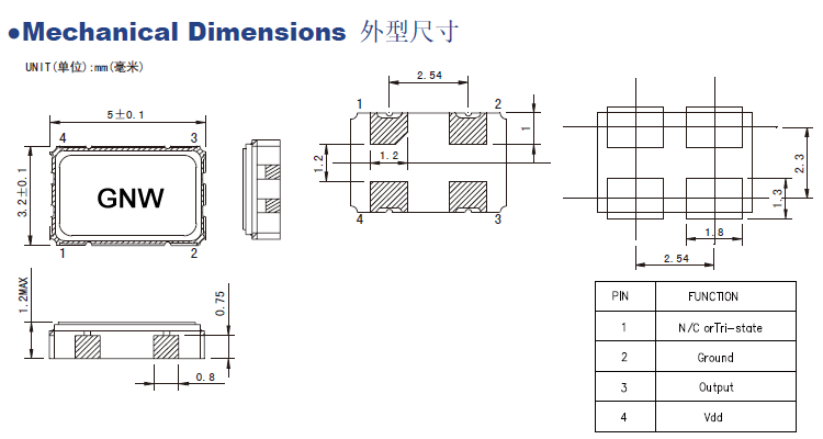 2.176MHz有源晶振OSC5032/OSC3225 3.3V规格参数