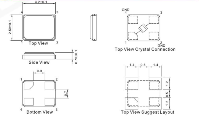 工业级SMD3225无源贴片晶振12M频偏10PPM规格参数 工业级SMD3225无源贴片晶振12M频偏10PPM规格参数